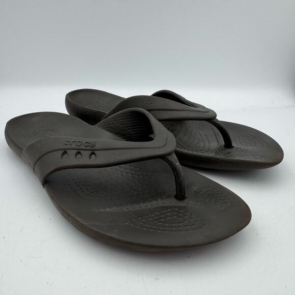 Crocs Brown Flip Flop Sandals Women’s 9 Comfort Lightweight Summer Beach - Picture 2 of 8